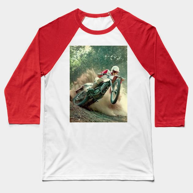 Vintage Motorcross Baseball T-Shirt by TommySniderArt